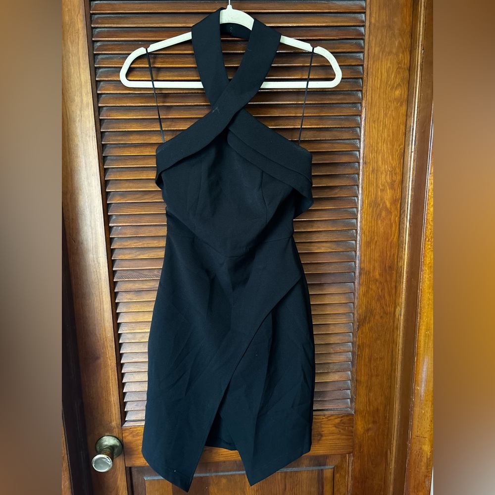 Adelyn Rae Black Cross-Neck Dress - Picture 2 of 3